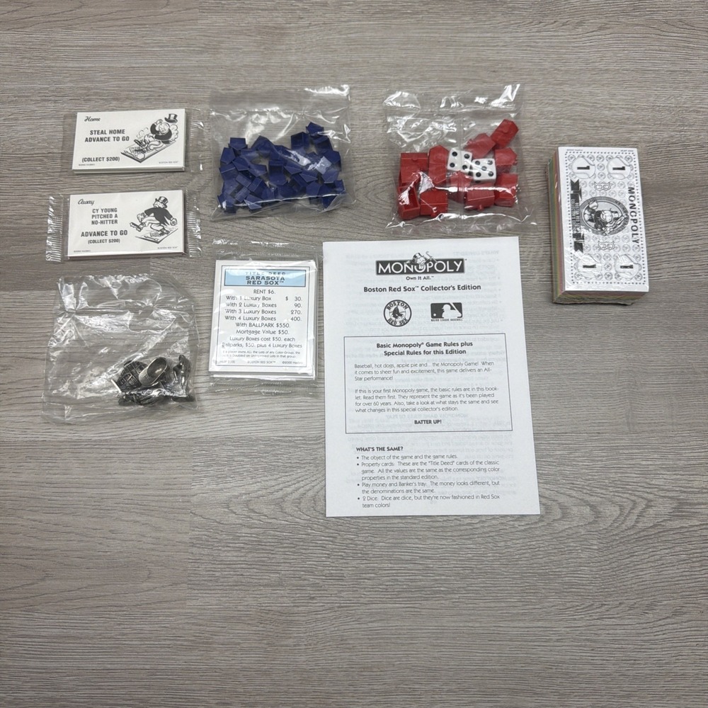 Boston Red Sox Collector's Edition 2000 Monopoly Parts Only Lot New/‎ Sealed